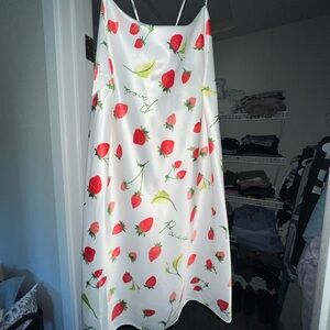 Fruit Print Satin Slip Dress